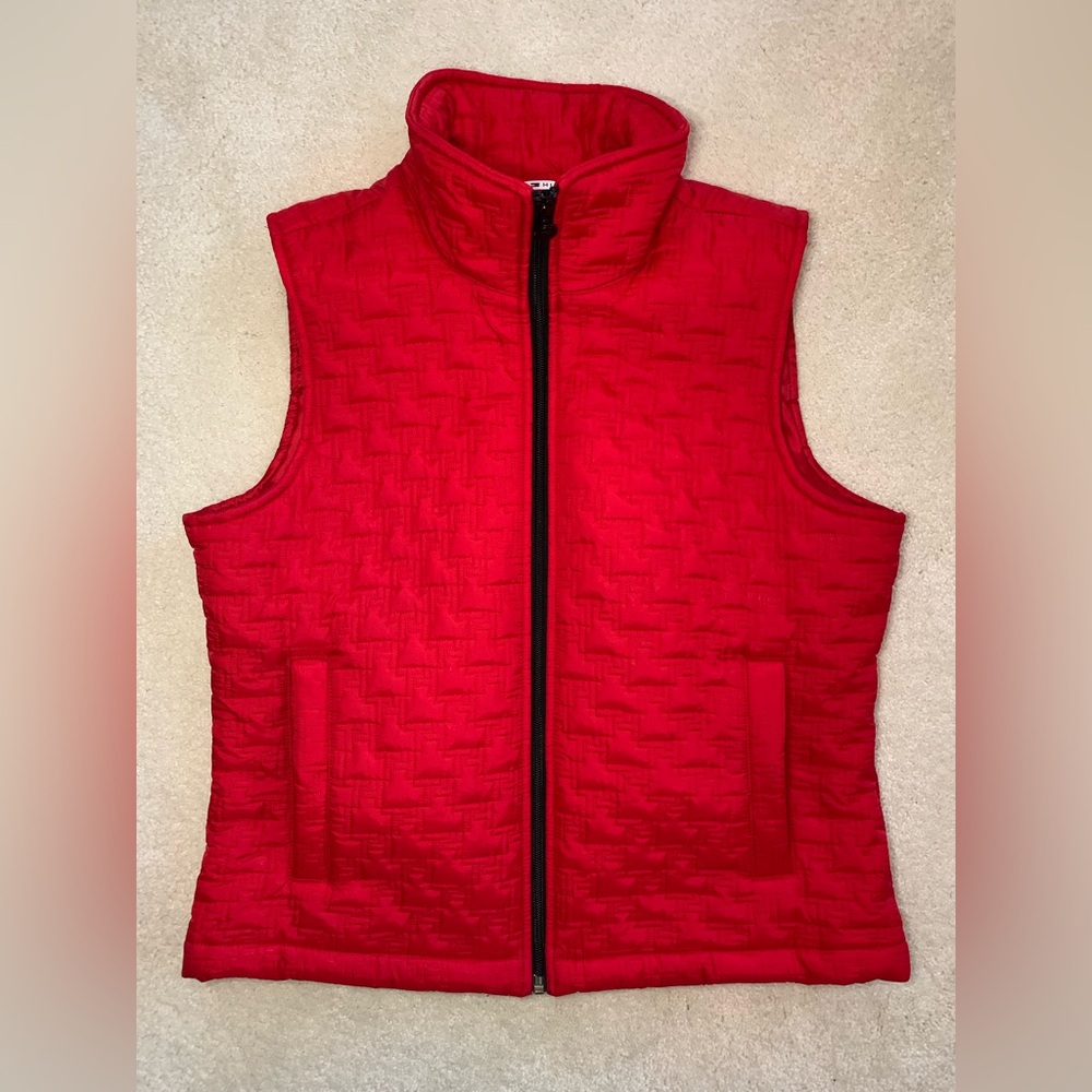 Tommy Hilfiger red puffer vest. Label shows Large, but fits like a Medium.